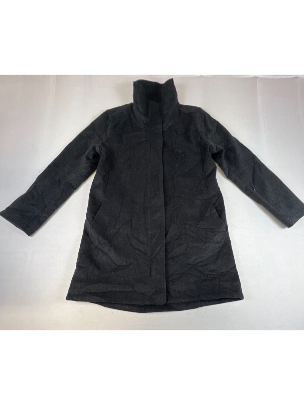 Pendleton Women Small Charcoal Grey Wool Blend Glacier Stripe Lined Coat Jacket
